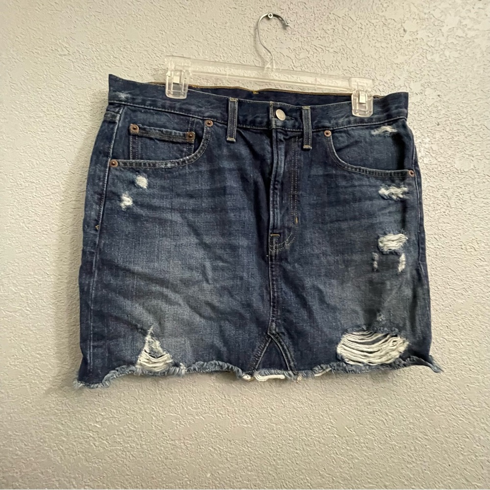 Frye Blue Distressed Mini Skirt